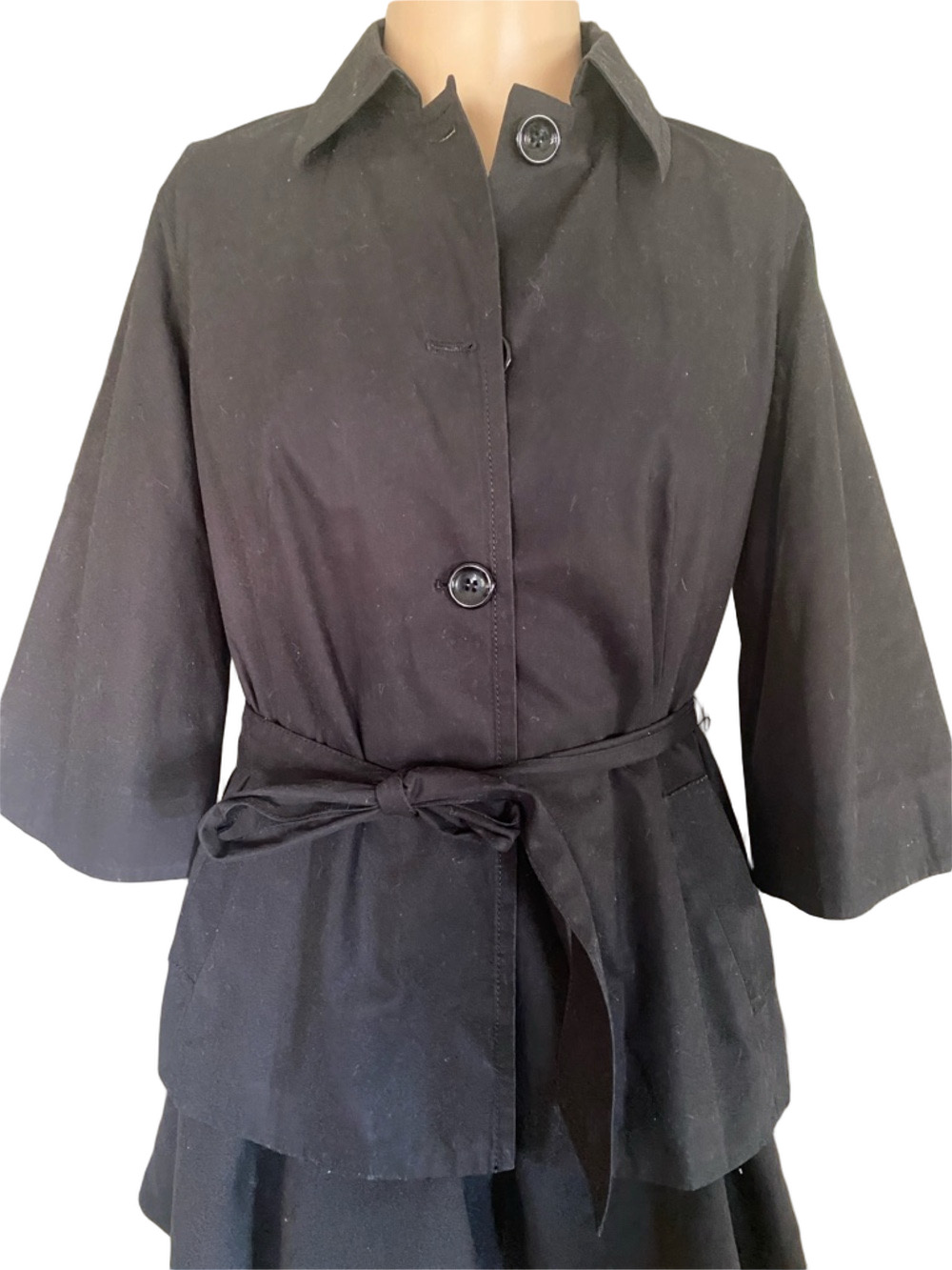 GAP Black Belted Three-Quarter Sleeve Jacket